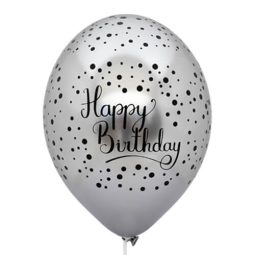 בלוני כרום Happy Birthday נקודות - מגוון