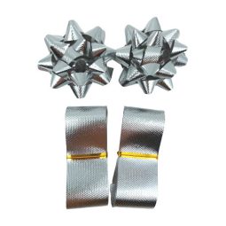 סרט מתנות + פרחים - כסף