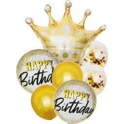סט בלונים זהב קונפטי - כתר ימולדת
