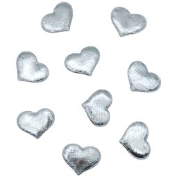 לבבות בד לקישוט – כסף מטאלי
