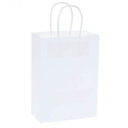 שקית נייר לבנה עם ידית - גדול