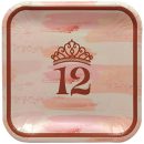 צלחות נייר גדולות בת מצווה כתר רוז גולד