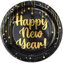 צלחות נייר גדולות New Year - שחור