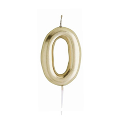 נר יום הולדת ספרה 0 זהב מטאלי