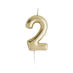 נר יום הולדת ספרה 2 זהב מטאלי