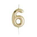 נר יום הולדת ספרה 6 זהב מטאלי