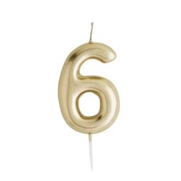 נר יום הולדת ספרה 6 זהב מטאלי