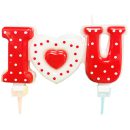 נר I LOVE U אדום