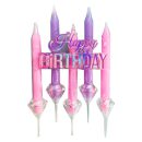 נרות יהלום ורוד סגול happy birthday