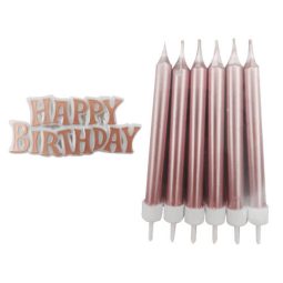 נרות happy birthday רוז גולד