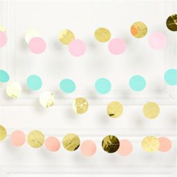 קישוט תלייה חוטים - עיגולים פסטל זהב