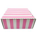 קופסא לעוגה גדולה - פסים ורוד לבן