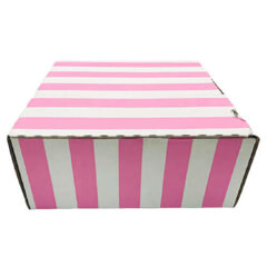 קופסא לעוגה גדולה - פסים ורוד לבן