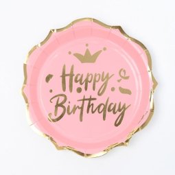 צלחות פרח בינוניות ורוד זהב