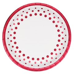 צלחות בינוניות - נקודות אודם נוצצות 