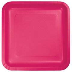 צלחות נייר גדולות מרובע - פוקסיה