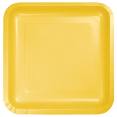 צלחות נייר גדולות מרובע - צהוב