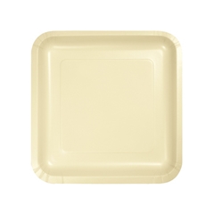 צלחות נייר קטנות מרובע קרם