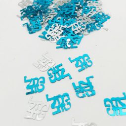 קונפטי מזל טוב - תכלת כסף