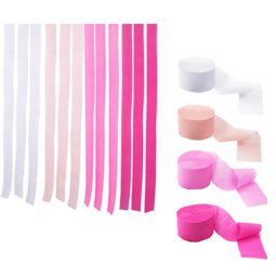 גלילי קרפ לקישוט - ורוד לבן ופוקסיה