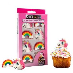 מארז קישוטי עוגה - חד קרן ציבעוני