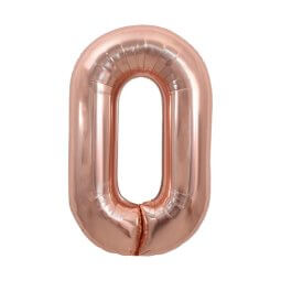 בלון הליום ענק רוז גולד מנצנץ ספרה 0