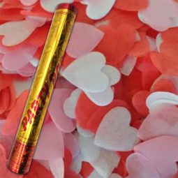 תותח קונפטי לבבות אדום לבן