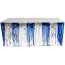 חצאית שולחן פרנזים מטאלית כסוף כחול