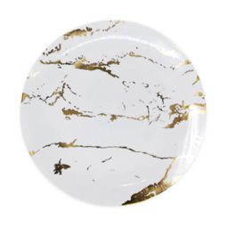 צלחות גרניט לבן זהב - בינוני