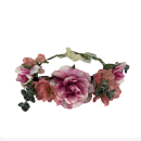 זר פרחים לראש - ורוד פוקסיה