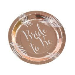 צלחות נייר גדולות מסיבת רווקות - רוז גולד