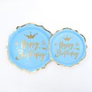 צלחות פרח גדול כחול זהב