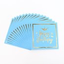 מפיות גדולות Happy Birthday כחול מבריק