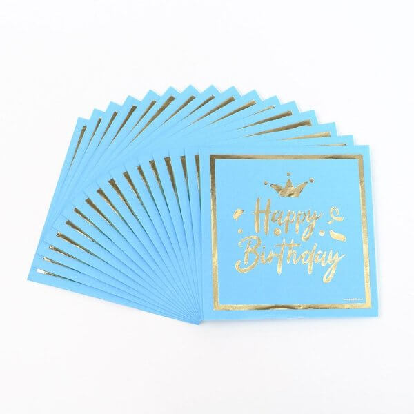 מפיות גדולות Happy Birthday כחול מבריק