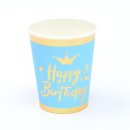 כוסות Happy Birthday כחול מבריק