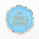 צלחות פרח קטן כחול זהב