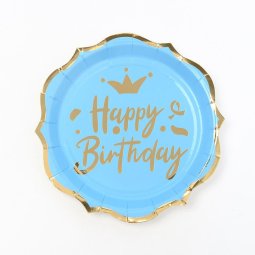 צלחות פרח קטן כחול זהב